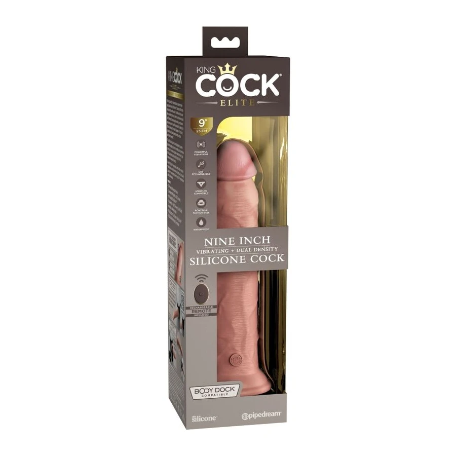 KING COCK - ELITE VIBRATORE DILDO REALISTICO E TELECOMANDO IN SILICONE 23 CM